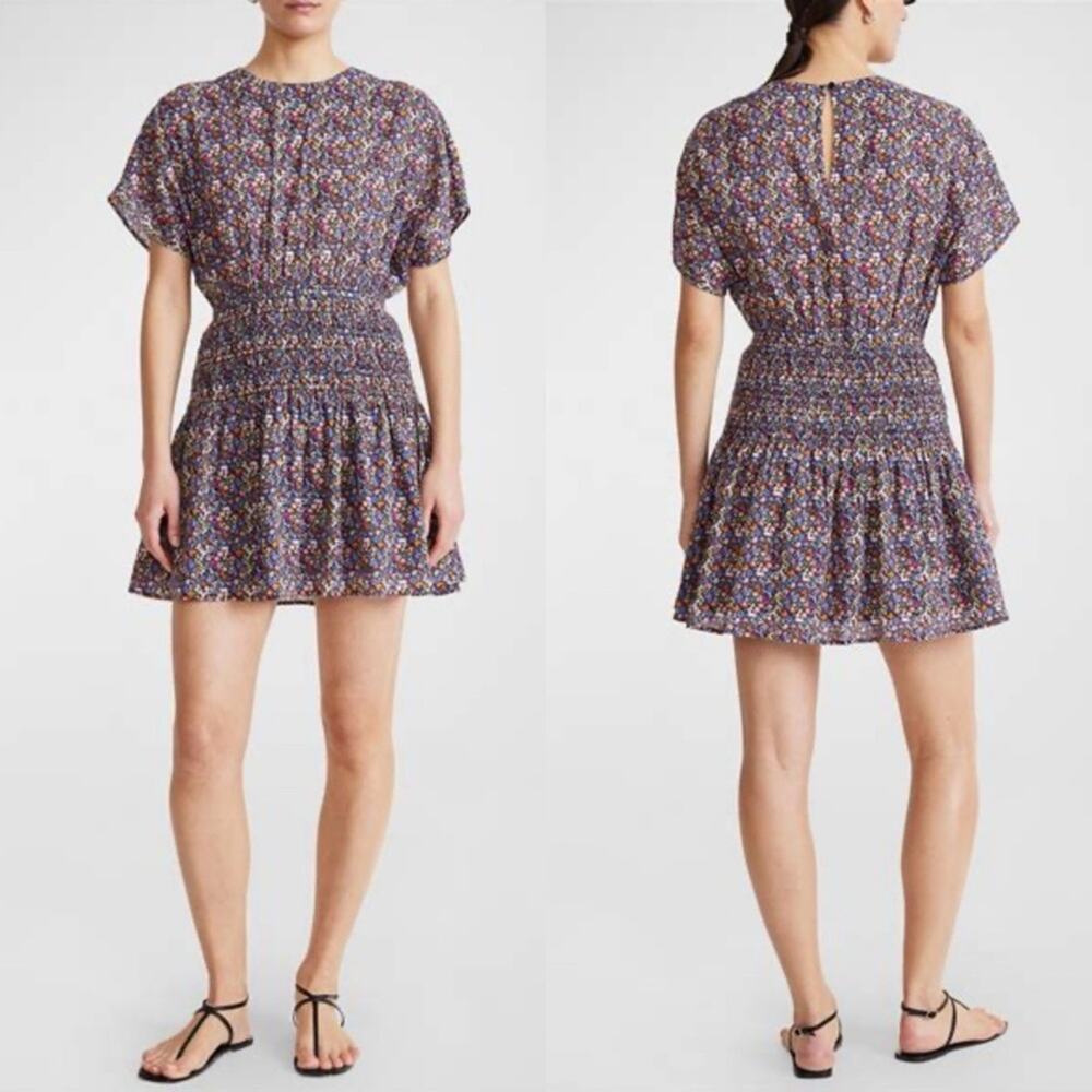 Apiece Apart Women's Black Mana Floral Print Mini Dress Size XS